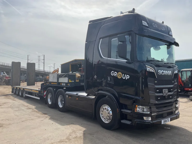 BPI - 2023 Scania S660 A 6x4 Tractor Unit with Faymonville F-S44-1BBY Quad Axle Extending Step Frame Low Loader Trailer Auction - Auction Image 1